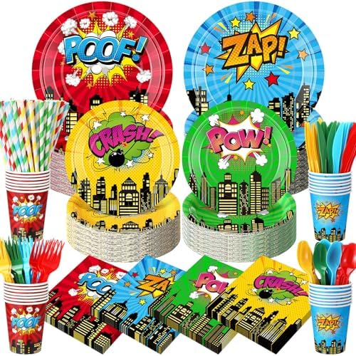 450 Pcs Hero Theme Tableware Set, Serve 50, Colorful by Unknown