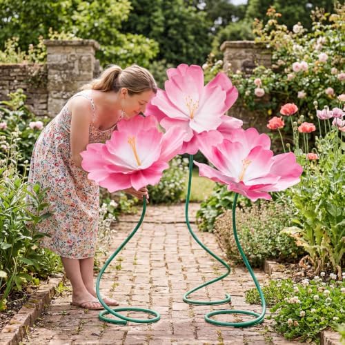 3 Pcs 5ft Giant Artificial Flowers Wedding, Red - Image 6