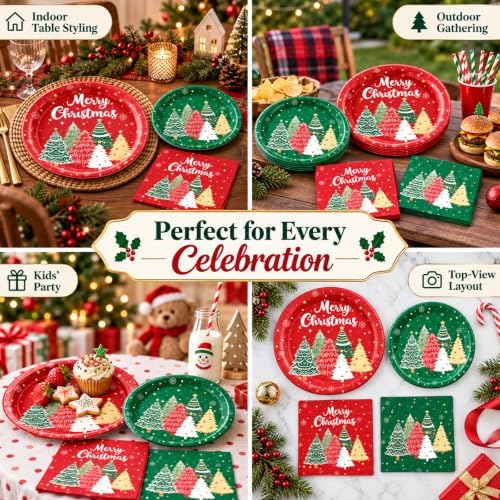 60pcs Christmas Disposable Paper Plates and Napkins Set - Image 5