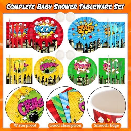 450 Pcs Hero Theme Tableware Set, Serve 50, Colorful - Image 3
