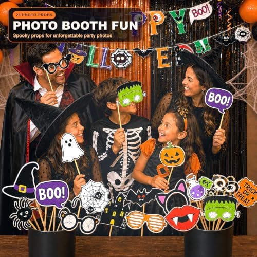 UJoyant 101 Pcs ​Halloween Party Decorations, Halloween Party Supplies - Ghost and Bat Pumpkin Banner, Multi Balloons, Photo Booth Props, Candy Gift Bags, Spider Wed - Image 4