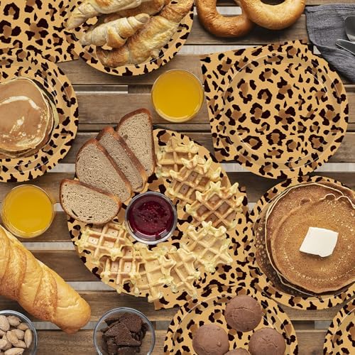 140PCS Leopard Print Party Decorations,Jungle Animal theme Decorations Include Tableware, Plate, Cup, Napkin, Cutlery, Animal Cheetah Print Birthday Party Supplies Serve 20 - Image 6