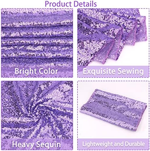 12 Packs Sequin Table Runner Glitter Dining Table Runner for Birthday Wedding Engagement Bridal Baby Shower Bachelorette Holiday Celebration Party Supplies Decorations (12" x 72", Lavender) - Image 4