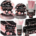 Funnymoom 452 Pcs Retirement Party Decorations Supplies Set Include Rose Gold Retirement Paper Plates Napkins Cups Tablecloth Cutlery Straws for Men Women Say Goodbye Party by Funnymoom