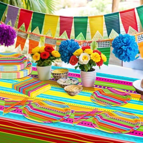 122 Pcs Day of the Dead Paper Plates and Napkins Sets 30 Mexican Tablecloth - Image 7