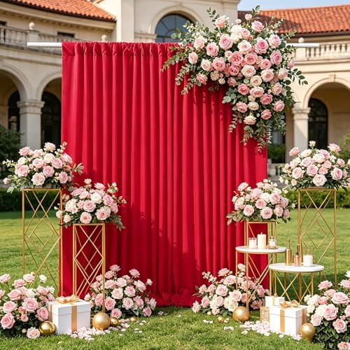 Red Backdrop Curtains 10ftx8ft Christmas Polyester Photo Drapes by SoarDream