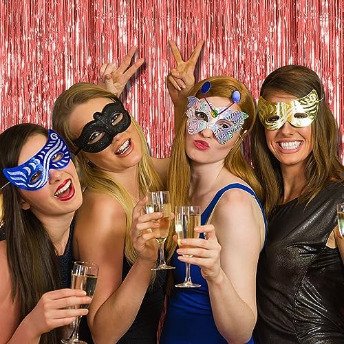 10 Pack Rose Gold Fringe Curtain Backdrop Birthday Bachelorette Party Decorations Metallic Tinsel Streamers Foil Backdrop Christmas Graduation Wedding New Year Party Decorations - Image 5