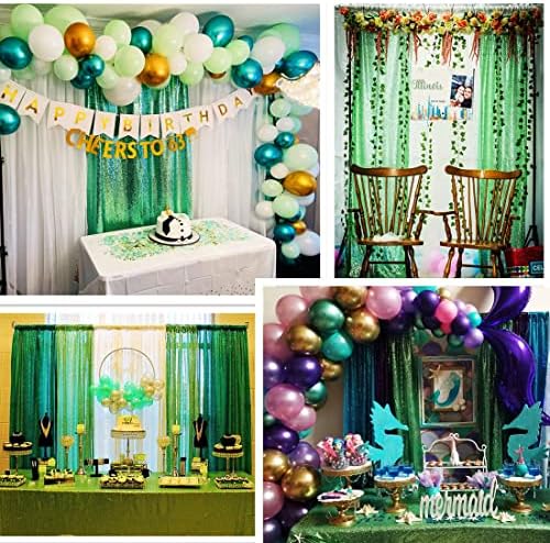 Poise3EHome Mint Green Sequin Backdrop Curtain,4 Panels 2FTx8FT Glitter Background for Party Birthday Party Baby Shower Wedding Christmas Thanksgiving Halloween Holiday Festival Decor - Image 3