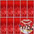 10 Pack Foil Curtain Backdrop Red Metallic Tinsel Foil Fringe Curtains Photo Booth Props for Birthday Wedding Engagement Baby Shower Bachelorette Christmas Holiday Celebration Party Decorations by KEJ