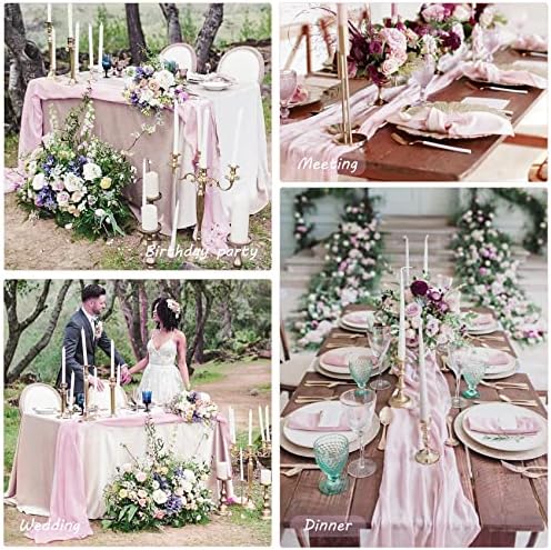 35x72 Inch Pink Cheesecloth Table Runner Boho Wedding Birthday Party Decor - Image 6