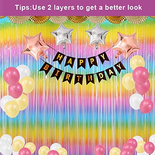 3 Pack Fringe Curtains Party Decorations,Tinsel Backdrop Curtains for Parties,Photo Booth Wedding Graduations Birthday Christmas Event Party Supplies (Macarone Rainbow - Image 4
