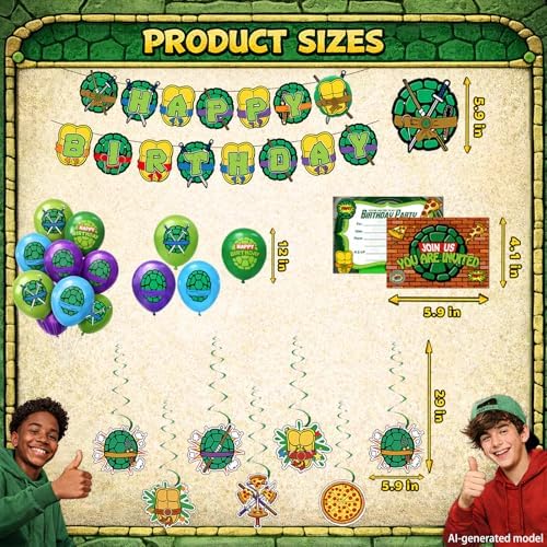 Turtle Theme Birthday Party Decorations Set - Pizza Theme Party Supplies - Image 4