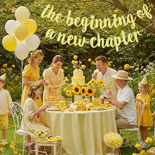 BEISHIDA Yellow Pre-Strung Glitter The Beginning of A New Chapter Banner - Image 4