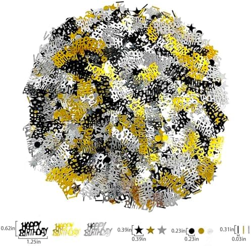 Black Gold Birthday Confetti Star Circles Shape Table Scatters Confetti for Birthday Decorations Party Supplies Sets - Image 3