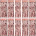 10 Pack Rose Gold Foil Curtain Backdrop 3.2ft x 9.8ft Metallic Tinsel Foil Fringe Curtains Streamer Photo Booth Backdrop for Birthday Party Halloween Christmas New Year Party Supply by Ohiyoo