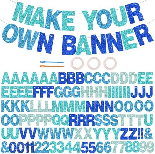 BEISHIDA Glitter Blue Mix 116 PCS A-Z DIY Letter Custom Banner Party Decor by Beishida
