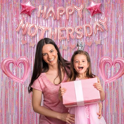 Melsan Pink Tinsel Backdrop for Birthday, 2 Pack 3.2ft x 8ft - Image 2