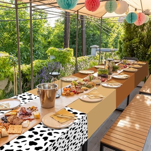 12Pack Brown and Cow Print Western Plastic Tablecloth for Rectangle Tables, Cowboy Rodeo Disposable Table Cover, Brown Rustic Table Cloth for Western Farm Cowboy My First Rodeo Baby Shower Party Decor - Image 7