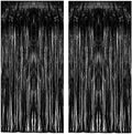 Black Tinsel Backdrop Curtain - GREATRIL Tinsel Curtain Party Backdrop Streamers for Wizard Birthdays/Stranger Theme/Doorway/Halloween Decorations Party - 2 Packs by GREATRIL