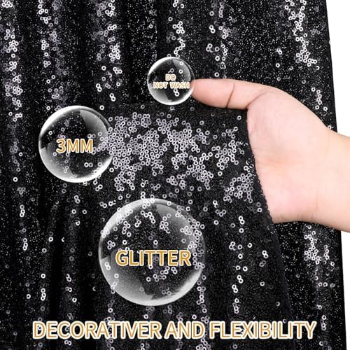 Black Sequin Backdrop 4 Panels 2FTx8FT Halloween Party Backdrop Curtains - Image 6
