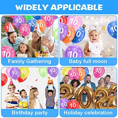 Ainiv 10th Birthday Balloons 18PCS, 12inch Numbers Printed Latex Balloons - Image 4