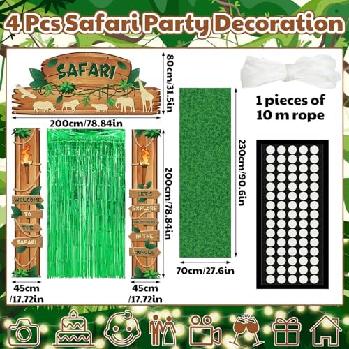 VitalCozy 7 Pcs Safari Jungle Party Decor, Entryway Decor Photo Background - Image 2