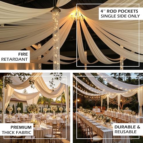 60ftx40ft Ivory Ceiling Curtain for Wedding Parties - Image 3