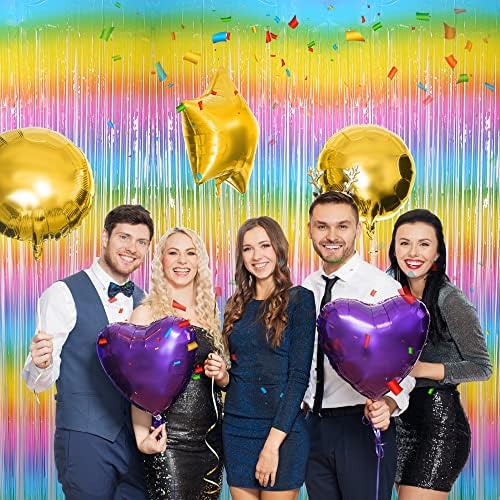 3 Pack Fringe Curtains Party Decorations,Tinsel Backdrop Curtains for Parties,Photo Booth Wedding Graduations Birthday Christmas Event Party Supplies (Macarone Rainbow - Image 6