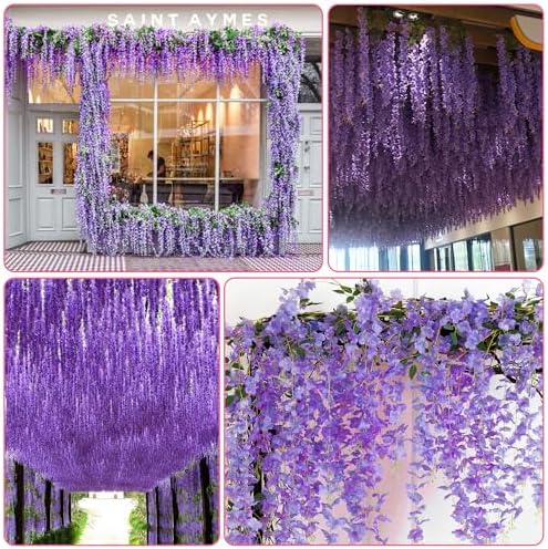 Alotiki Purple Wisteria Hanging Flowers, 48 Pack Fake Hanging Flowers - Image 4
