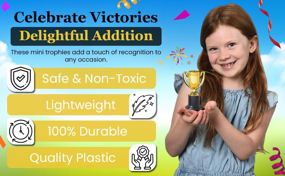 ZUGAR LAND Small Gold Trophies - Pack. (4") Plastic. Bulk Mini Trophy Cups. Great Olympic/Sports Participation Event Tournaments and Competitions Party Favors Themed Decoration - Image 7