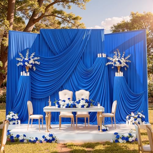 30ftx10ft Wrinkle Free Royal Blue Backdrop Curtains for Party Background, Silky Polyester Photo Backdrop Drapes 6 Panels Back Drop Cloth for Wedding Birthday Photography Baby Shower Decor - Image 3
