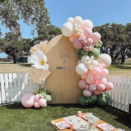 Baby in Bloom Balloon Arch Kit, 134Pcs Dusty Sage Green and Pastel Pale Pink Cream White Beige Light Gold Floral Balloon Garland for Girls Boho Baby Shower Flower Birthday Garden Tea Party Decorations - Image 5