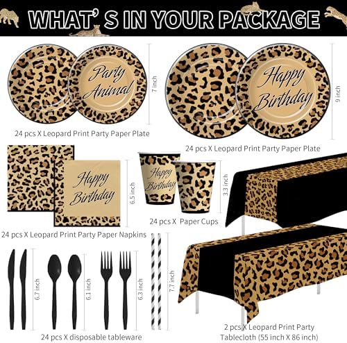Cheetah Birthday Decorations Leopard Print Birthday Party Supplies - Image 2