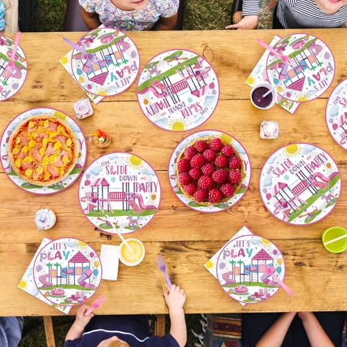 96Pcs Pink Purple Playground Birthday Party Supplies, Serves 24 - Image 7