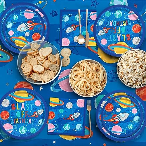 Outer Space Party Supplies - Solar System Planet-Themed Disposable Paper Plates, Napkins, Cups, Tablecloth, and Banner: Ideal Galaxy Space Birthday Decorations for Party of 25 - Image 5