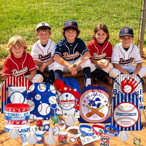 134 Pcs Baseball Party Favors, Baseball Themed Birthday Party Supplies Goodie Bag Stuffers with Bags,Rubber & Slap Bracelets, Stress Balls , Keychains, Stickers& Tattoos, Team Gifts Bulk - Image 6