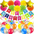 Multicolor Birthday Decorations - Happy Birthday Banner, Paper Pompoms, Confetti, Balloons, Hanging Garland, Swirl Streamers for Boys and Girls Party Decor by Recosis