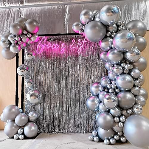Voircoloria 105pcs Metallic Silver Party Latex Balloons, 12inch - Image 5