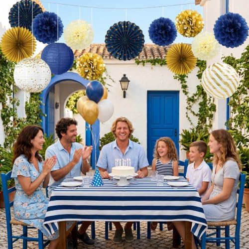 ADLKGG 14 Pcs Navy Blue and Gold Party Decorations, Navy and Gold Decor - Image 5