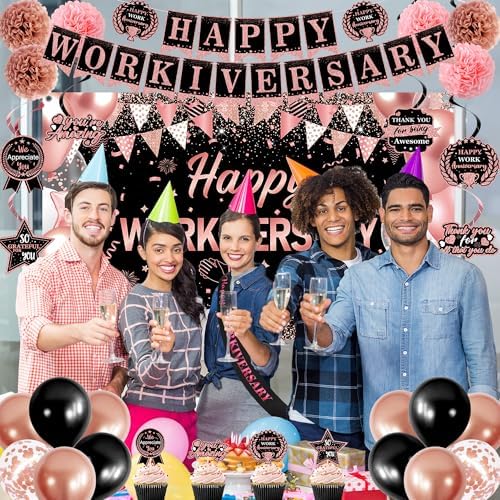 DARUNAXY Happy Workiversary Party Decorations for Women Girls(31PC) - Image 4