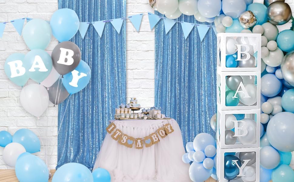 SoarDream Baby Blue Glitter Sequin Backdrop Curtains 6 Pieces 2ftx8ft Dessert Backdrop Wedding Party Decor Glitter Photography Background Christmas Party Decoration - Image 6