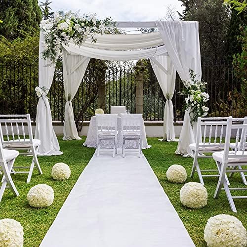 White Carpet Runner for Wedding Party Aisle with Tape - Image 2