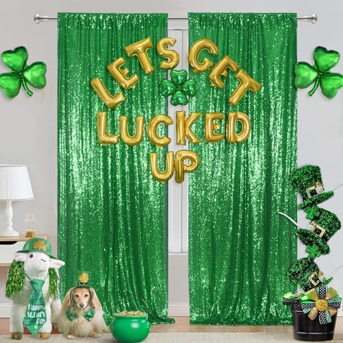 Poise3EHome Green Sequin Backdrop Curtains, 4 Panels 2FTx8FT Glitter Background for Party Birthday Party Baby Shower Wedding Christmas Thanksgiving Halloween Holiday Festival Decor - Image 2