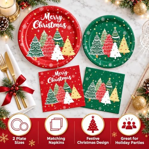 60pcs Christmas Disposable Paper Plates and Napkins Set - Image 4