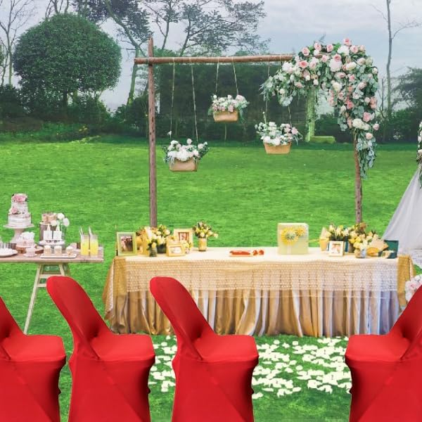 HAINARverS Stretch Spandex Folding Chair Covers 30PCS Red, - Image 2