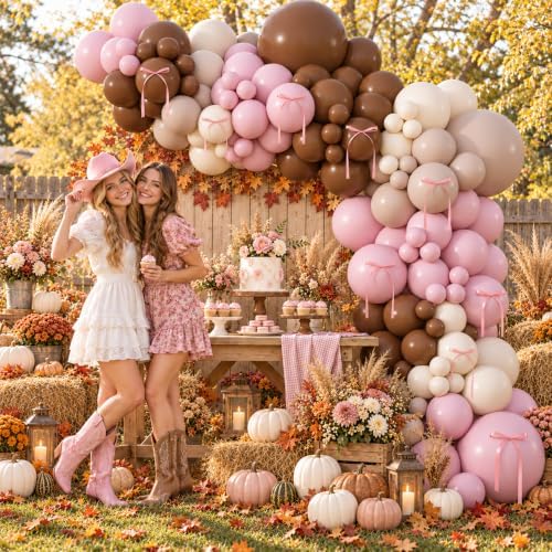 Pink Brown Balloon Arch Garland Kit, Cowgirl First Rodeo Fall Party Decor - Image 4