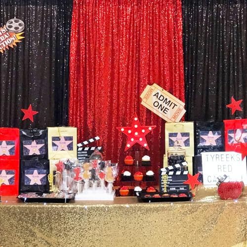 Red Sequin Backdrop 4 Panels 2FTx8FT Christmas Party Backdrop Curtains - Image 2
