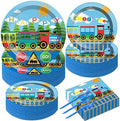 200Pcs Train Party Plates and Napkins Train Birthday Party Supplies Transportation Disposable Paper Decoration for Kids Birthday With Dinner Plates Dessert Plates Napkins Plastic Forks, Serves 50 by gisgfim