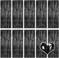10 Pack Black Backdrop Curtain 3.2ft x 8.2ft Metallic Tinsel Foil Fringe Curtains Photo Booth Background for Birthday Party Decoration Baby Shower Engagement Wedding Christmas Decoration (Black) by Ohiyoo
