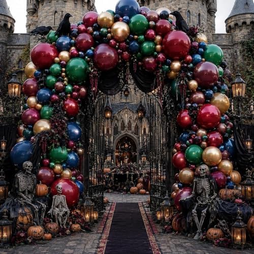Red Blue Green Balloon Arch Double Stuffed Dark Emerald Green Burgundy Gold Balloon Garland Kit for Christmas New Year Gothic Halloween Birthday Wedding Anniversary Party Decorations - Image 5